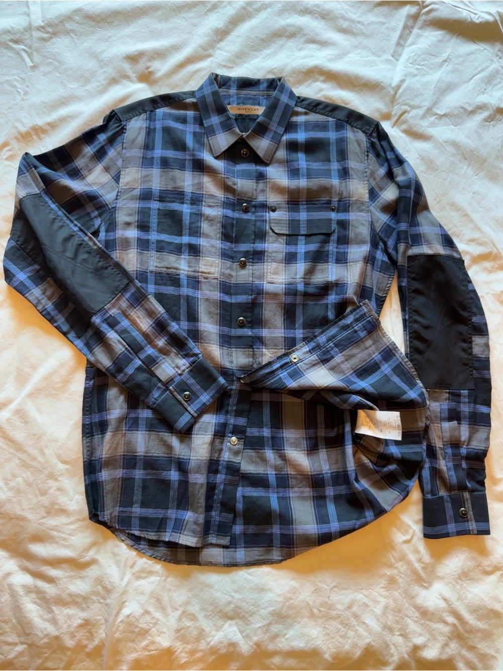 Givenchy Riccardo Tisci 2013 Plaid Utility Shirt Black Panels 100% Cotton